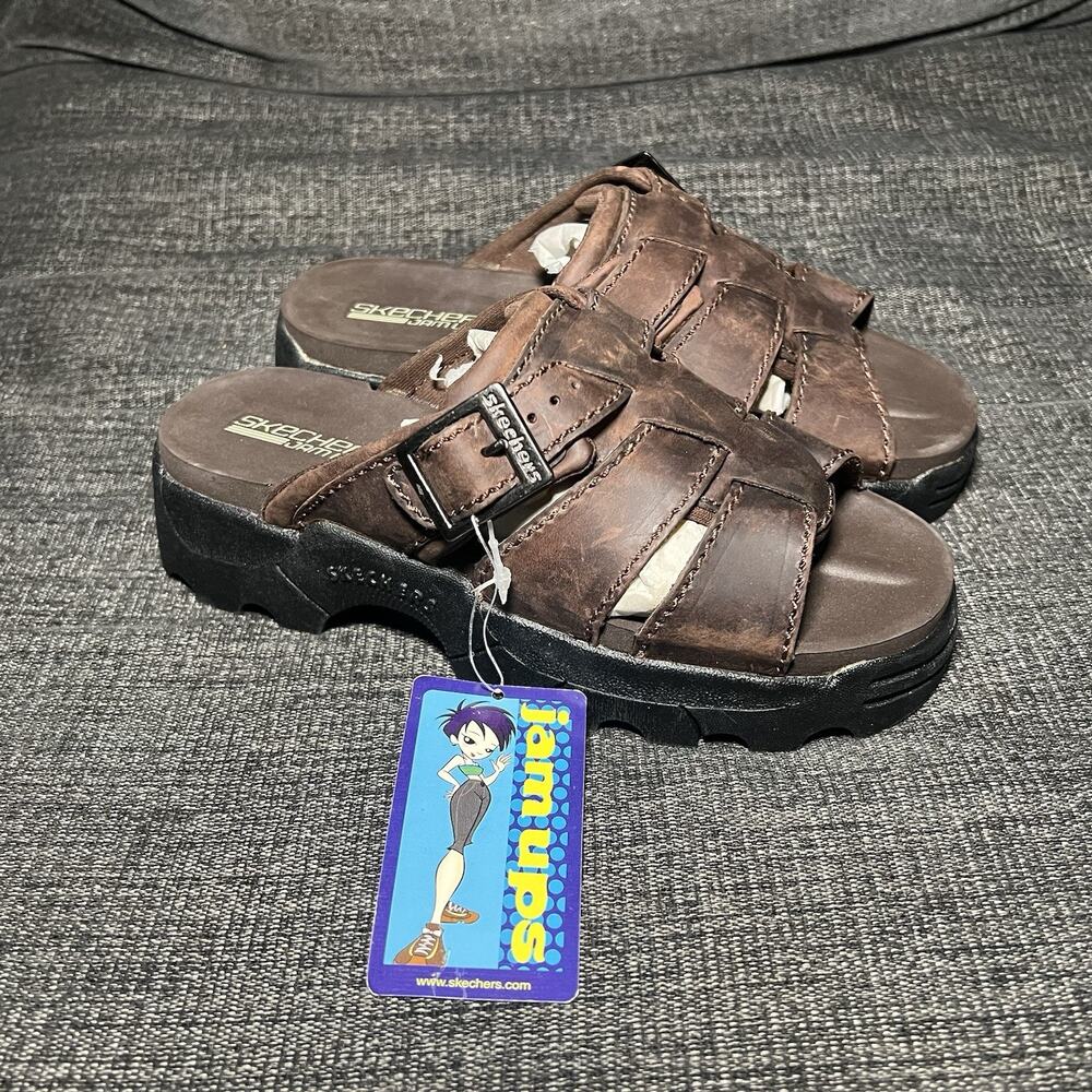 BRAND NEW Skechers Jam Ups Platform Chunky Sandals Leather Sandals Size 2 VTG